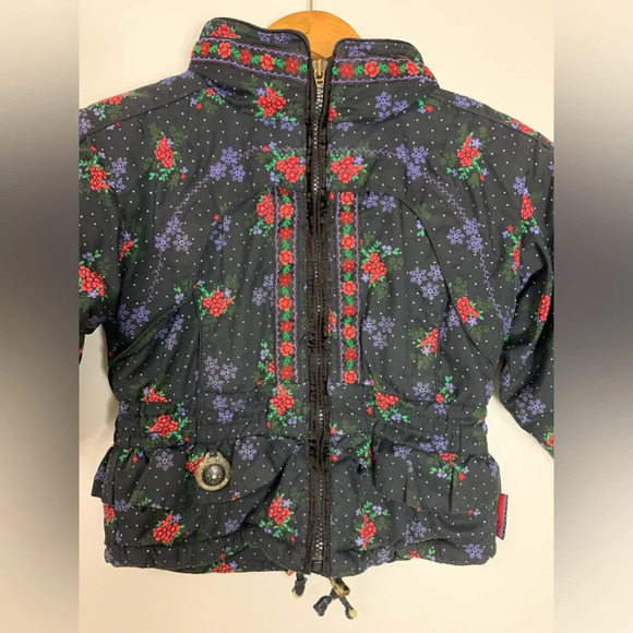 Obermeyer Kids Jacket Ski Coat I-Grow Size 4 Black/Red Floral Snowflakes Hooded - Picture 7 of 15